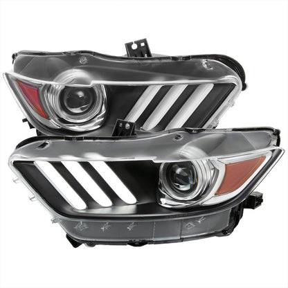 Spec-D 18-20 Mustang Shelby LED Strip Headlights Black OEM HID