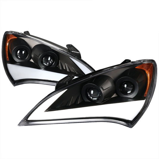 Spec-D 10-12 Genesis 2DR Projector Headlights SEQ Bar Bkack