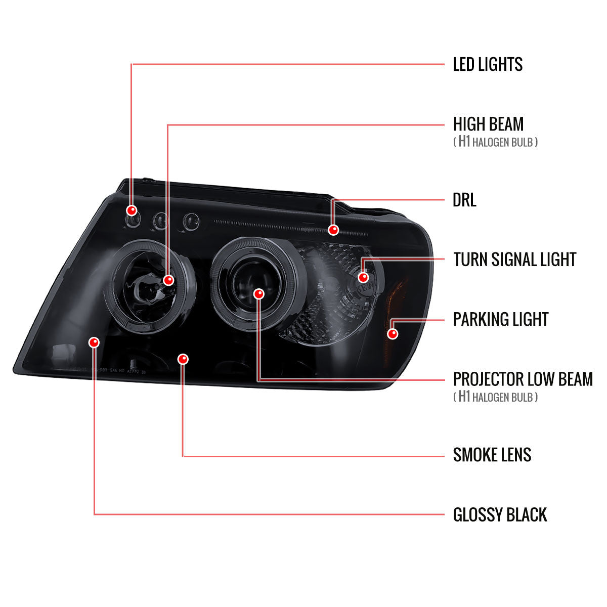 Spec-D 99-04 Grand Cherokee Projector Headlights Black/Smoked