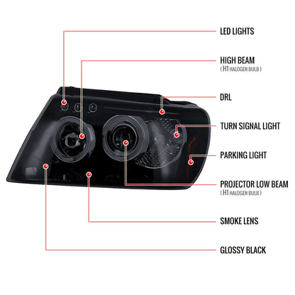 Spec-D 99-04 Grand Cherokee Projector Headlights Black/Smoked