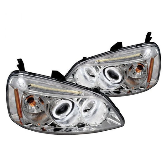 Spec-D 01-03 Honda Civic 2/4dr Halo Projector Headlights Chrome