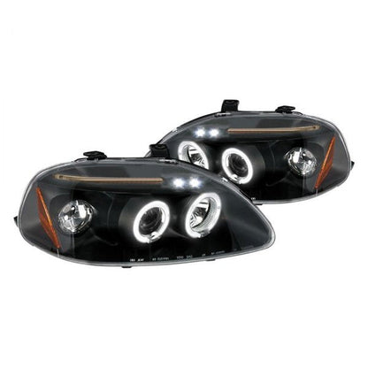 Spec-D 96-98 Honda Civic Halo Projector Headlights Black