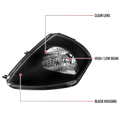 Spec-D 00-05 Mitsubishi Eclipse Crystal Headlights OEM Style Black