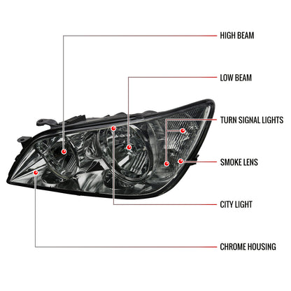 Spec-D 01-05 Lexus IS300 Crystal Headlights OEM Style Chrome/Smoked