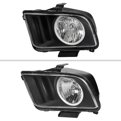 Spec-D 05-09 Ford Mustang LED Halo Headlights OEM Style Black