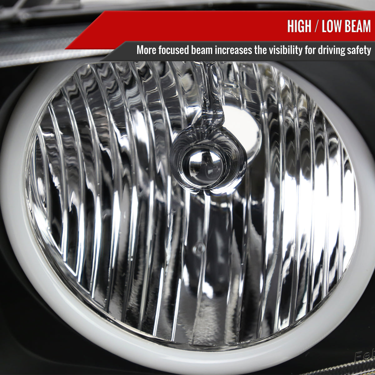 Spec-D 05-09 Ford Mustang LED Halo Headlights OEM Style Black
