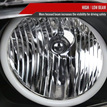 Spec-D 05-09 Ford Mustang LED Halo Headlights OEM Style Black