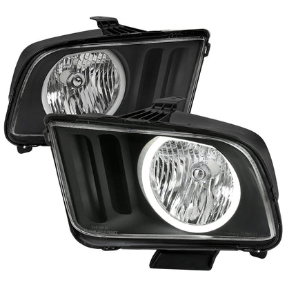 Spec-D 05-09 Ford Mustang LED Halo Headlights OEM Style Black