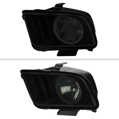 Spec-D 05-09 Ford Mustang LED Halo Headlights OEM Style Black/Smoked