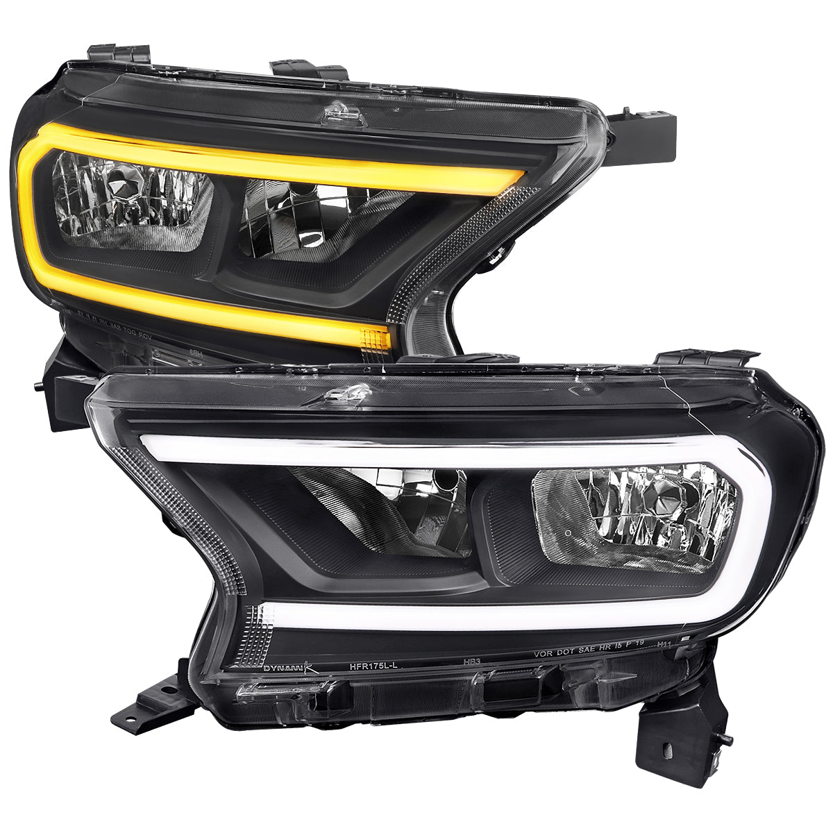 Spec-D 19-23 Ranger XL XLT Headlights OEM Style LED Bar Turns Black