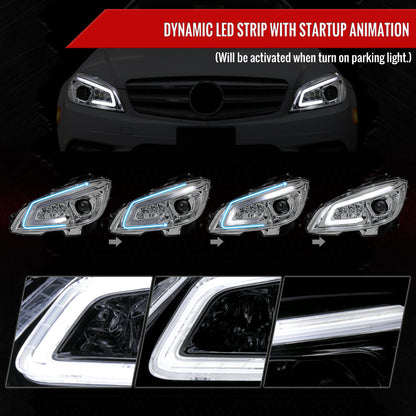 Spec-D 08-11 Benz W204 C-Class Sequential LED Headlights Chrome