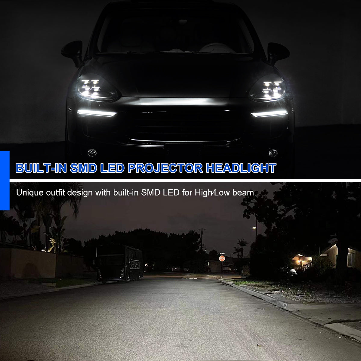 Spec-D 15-17 Porsche Cayenne 958 Matrix Style Headlights Dynamic Black