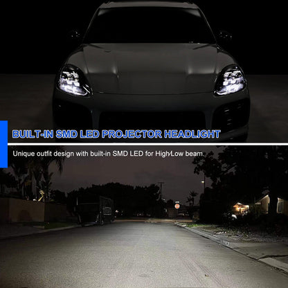 Spec-D 18-23 Porsche Cayenne Headlights Matrix Style Dynamic Black