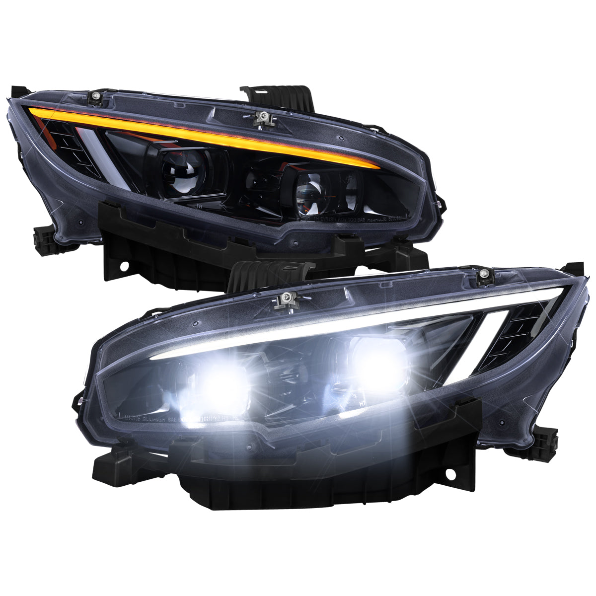 Spec-D 16-21 Honda Civic Led Projector Headlight Black/Smoke Lens