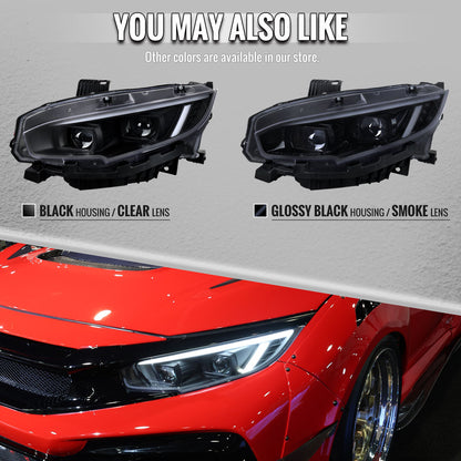 Spec-D 16-21 Honda Civic Led Projector Headlight Black