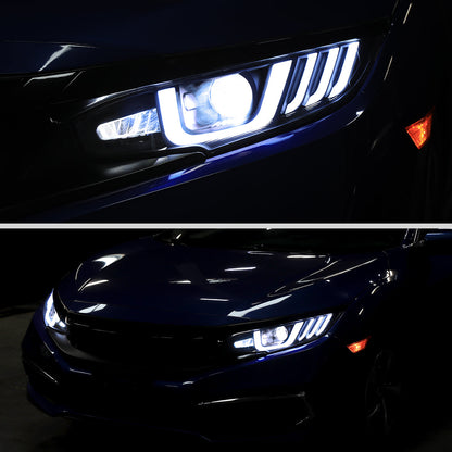 Spec-D 16-21 Honda Civic Headlights LED Switchback Sequential Black