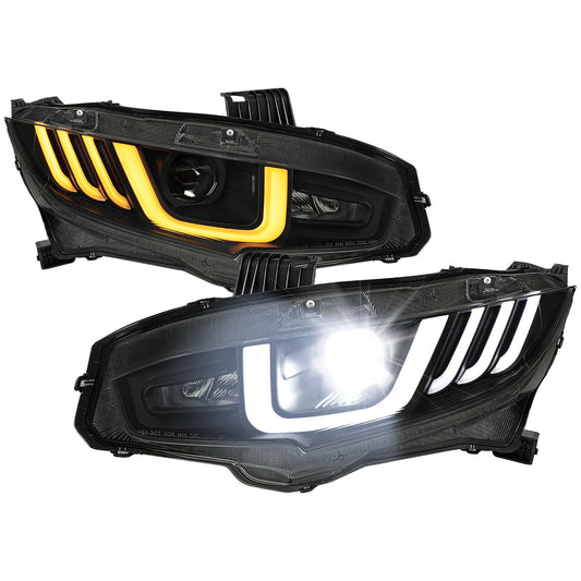 Spec-D 16-21 Honda Civic Headlights SEQ LED Black/Smoked