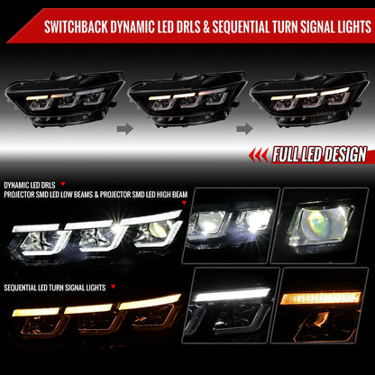 Spec-D 15-17 Mustang Headlights Sequential Start-Up Animation Black