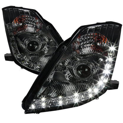 Spec-D 06-09 350Z LED Projector Headlights Chrome/Smoked Lens