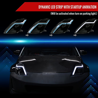 Spec-D 06-09 350Z SEQ Projector Headlights Black/Smoked Lens