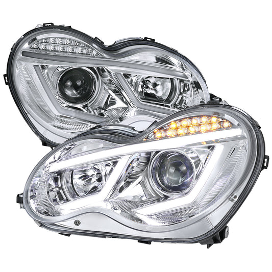 Spec-D 01-07 Mercedes C-Class W203 Projector Headlights LED Bar.