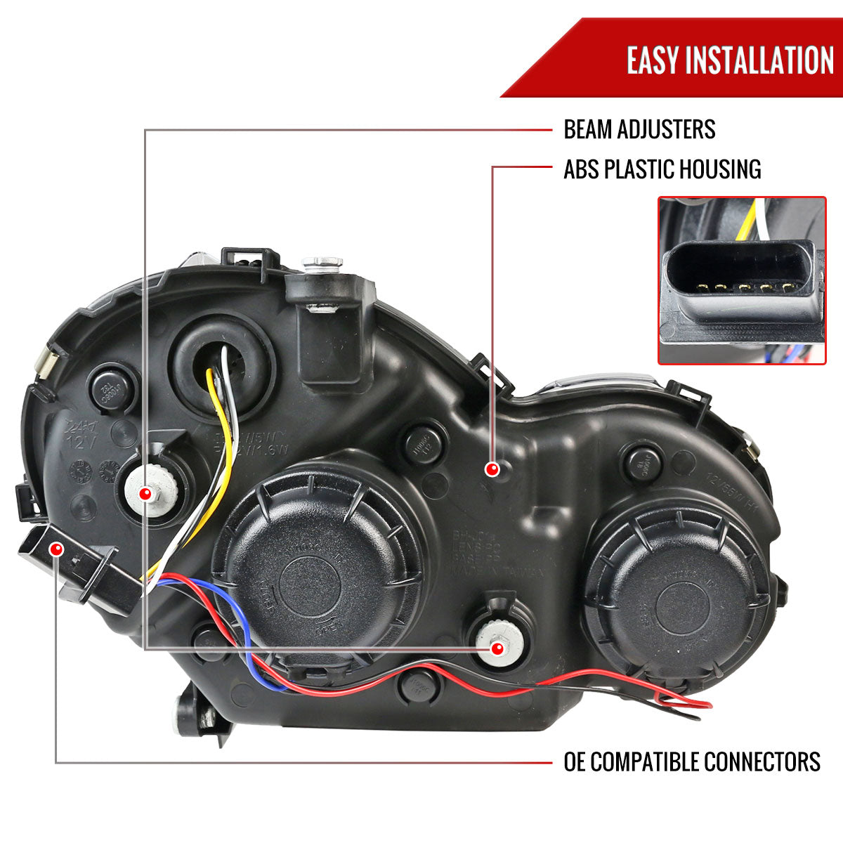 Spec-D 01-07 Benz W203 C-Class 4DR Projector Headlights LED Light Bar