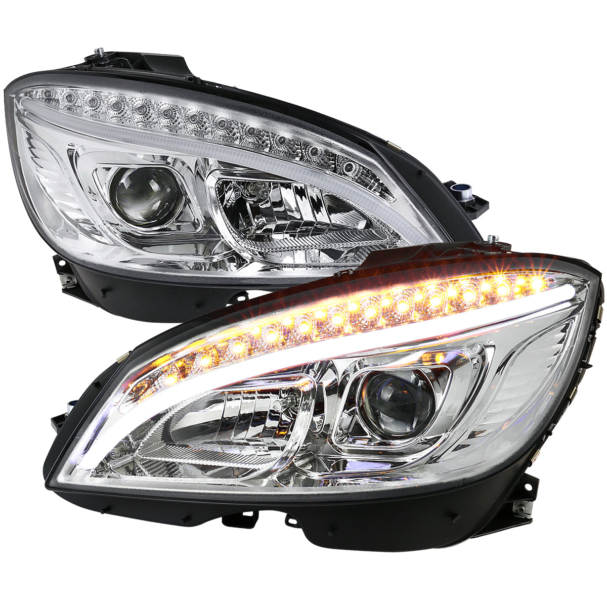 Spec-D 08-11 Benz W204 C Class Pro Headlights Light Bar & Turn Lights