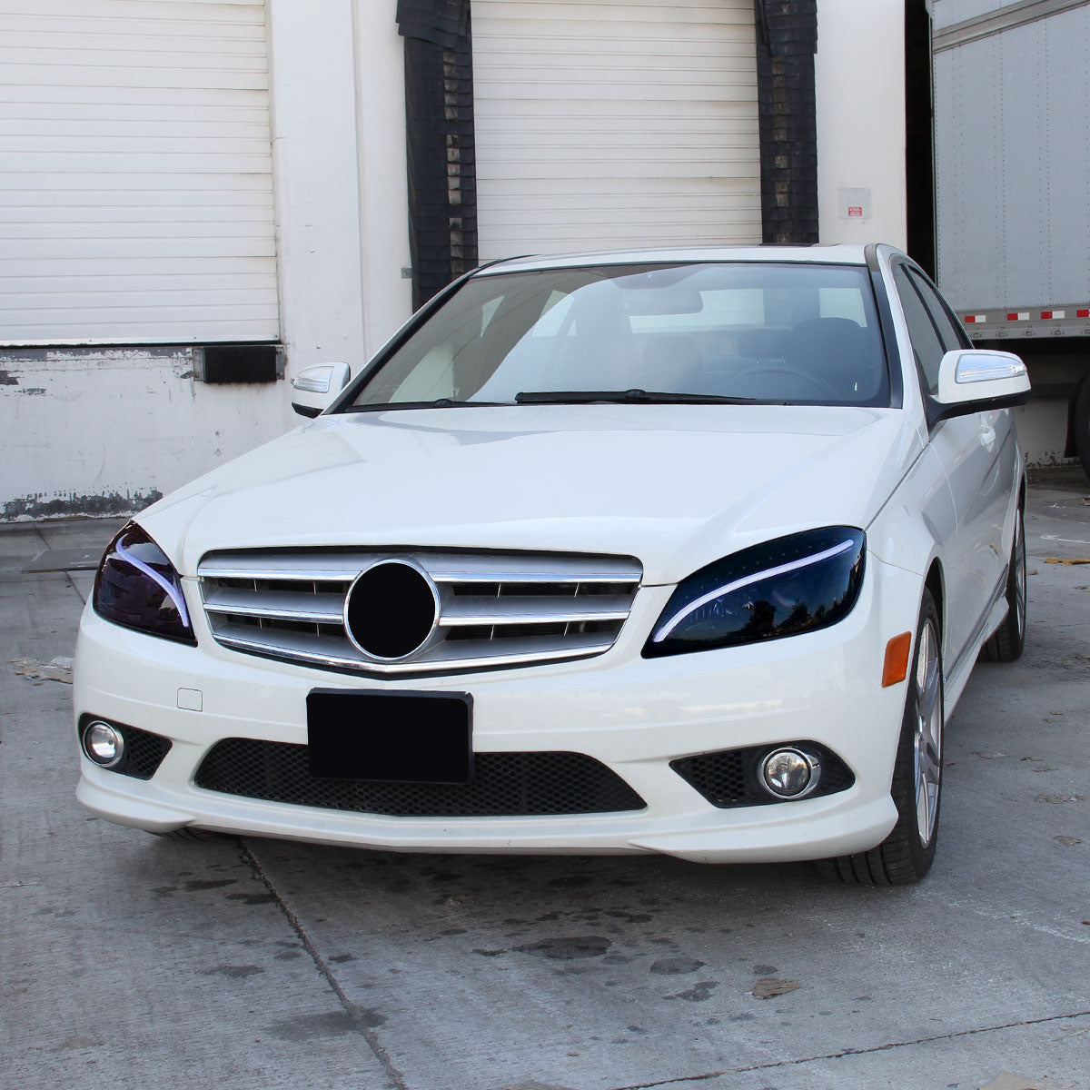 Spec-D 08-11 Benz W204 C Class Pro Headlights Light Bar Black /Smoked