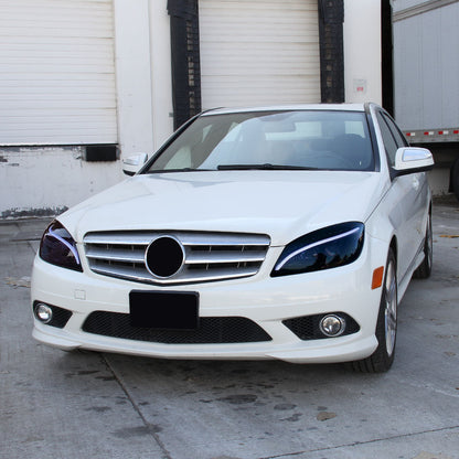Spec-D 08-11 Benz W204 C Class Pro Headlights Light Bar Black /Smoked