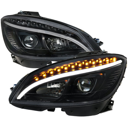 Spec-D 08-11 Benz W204 C Class Pro Headlights Light Bar Black