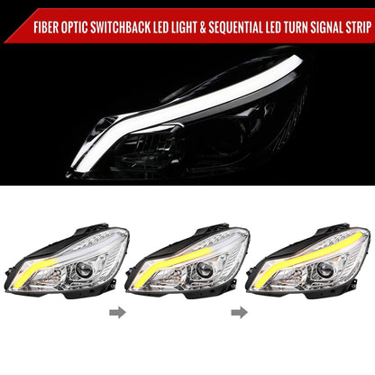 Spec-D 12-14 Mercedes W204 C-Class Headlights Sequential LED Chrome