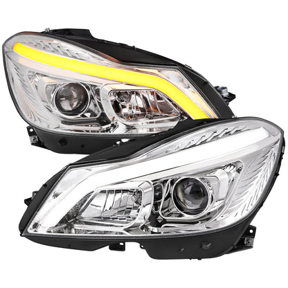 Spec-D 12-14 Mercedes W204 C-Class Headlights Sequential LED Chrome