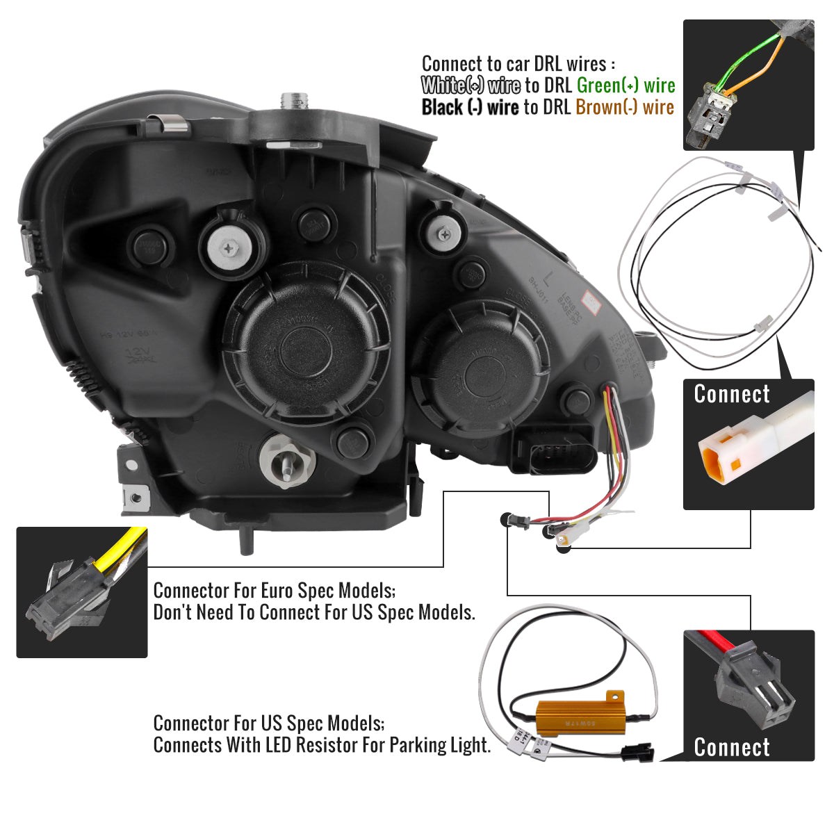 Spec-D 12-14 Mercedes C-Class W204 Projector Headlights LED Turn.