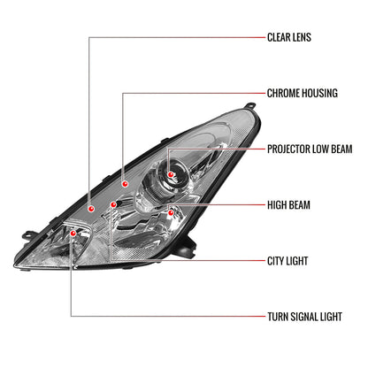 Spec-D 2000-05 Toyota Celica Projector Headlights Chrome