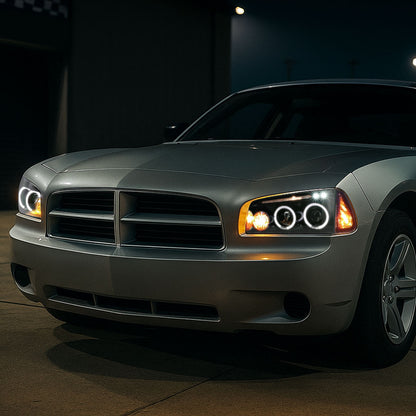 Spec-D 05-10 Dodge Charger Halo Projector Headlights Black