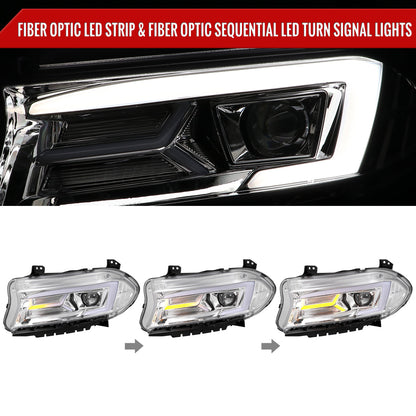 Spec-D 15-23 Dodge Charger Sequential Projector Headlights Chrome