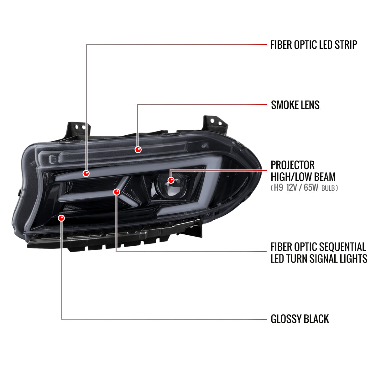 Spec-D 15-23 Dodge Charger Sequential Headlights Chrome/Smoked