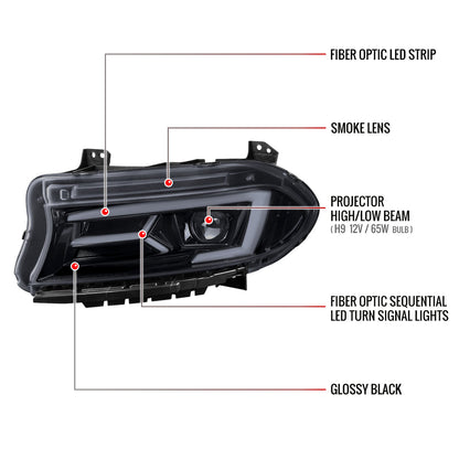 Spec-D 15-23 Dodge Charger Sequential Headlights Chrome/Smoked