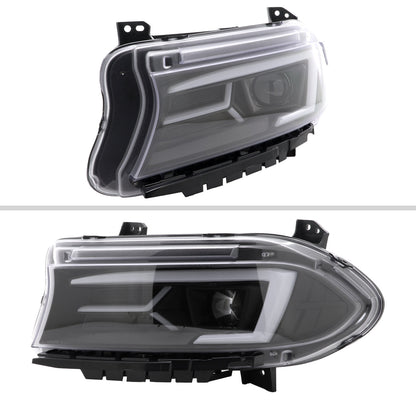 Spec-D 15-23 Dodge Charger Headlights LED Strip Sequential Black
