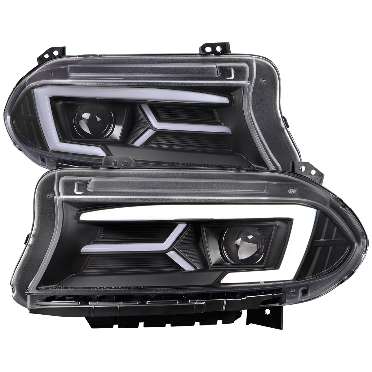 Spec-D 15-23 Dodge Charger Headlights LED Strip Sequential Black