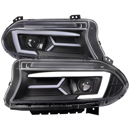 Spec-D 15-23 Dodge Charger Headlights LED Strip Sequential Black