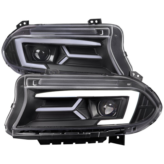 Spec-D 15-23 Dodge Charger Headlights LED Strip Sequential Black