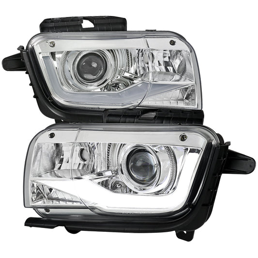 Spec-D 10-13 Chevy Camaro LED Bar Projector Headlights Chrome