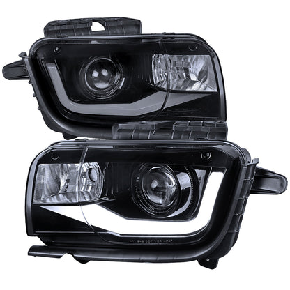 Spec-D 10-13 Chevy Camaro LED Bar Projector Headlights GL BlackSmoked