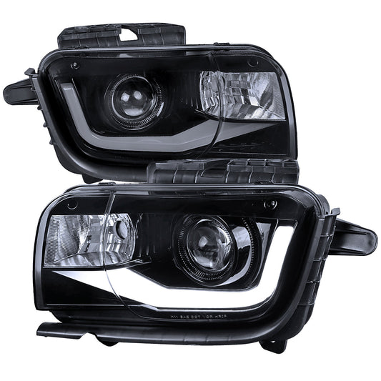Spec-D 10-13 Chevy Camaro LED Bar Projector Headlights GL BlackSmoked