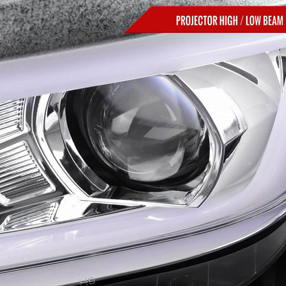 Spec-D 14-15 Chevy Camaro Projector Headlights SEQ LED Strip Chrome