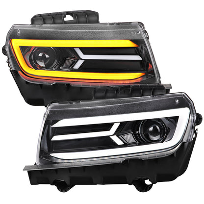 Spec-D 14-15 Chevy Camaro Sequential Headlights Jet Black