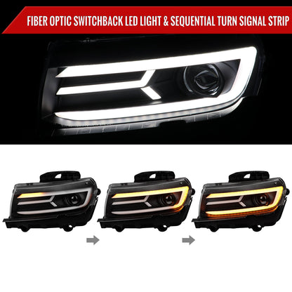 Spec-D 14-15 Chevy Camaro Sequential Headlights Matte Black