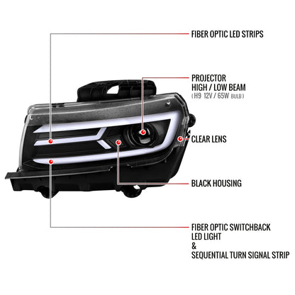 Spec-D 14-15 Chevy Camaro Sequential Headlights Matte Black