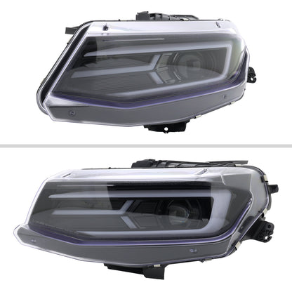 Spec-D 16-18 Chevy Camaro Headlights LED Strip Sequential Glossy Black
